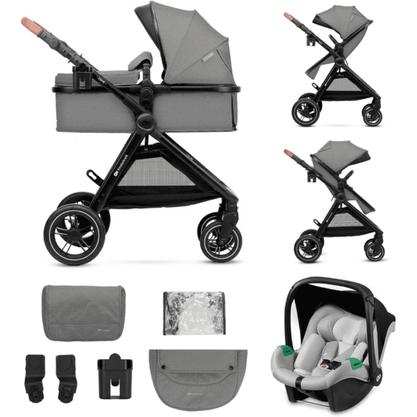 Kinderkraft ESME 3-in-1 Travel System with Mink PRO I-Size Car Seat, Grey