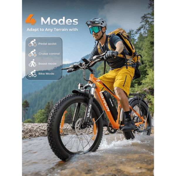 VARUN 26" 4.0 Fat Tire Electric Bike with 48V 18Ah Battery, 95+ Miles Range