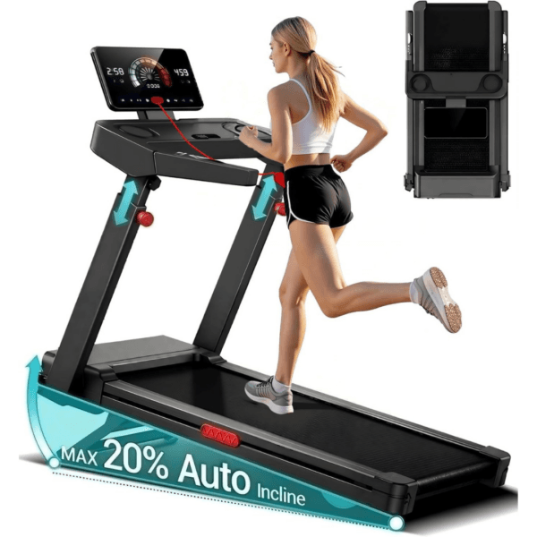 4 Foldable Walking Pad with 20% Incline, 3.5HP Motor Treadmill For Home