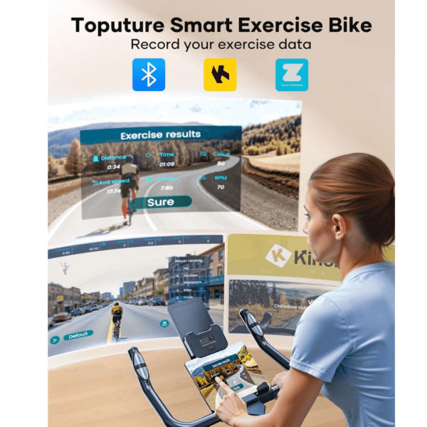 【2026 Upd】Toputure Exercise Bike with APP, Hand Pulse, Shock Absorption