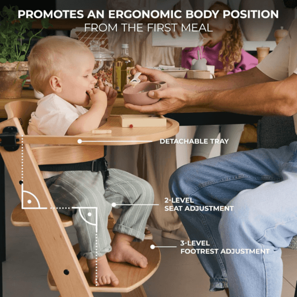 Kinderkraft ENOCK Wooden Highchair + Baby Bouncer CALMEE