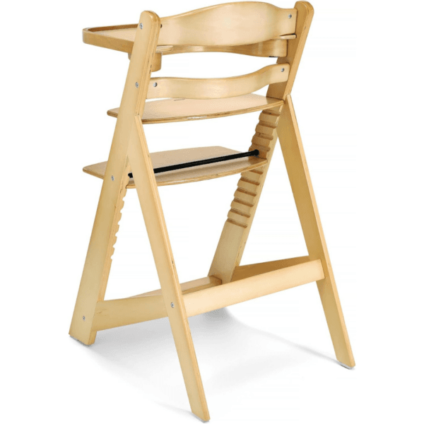 Moby-System Wooden High Chair, Adjustable Seat & Footrest, Natural Wood