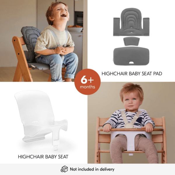 hauck Grow-Along Wooden Highchair with Tray and Wheels, Beta+ Dark Grey