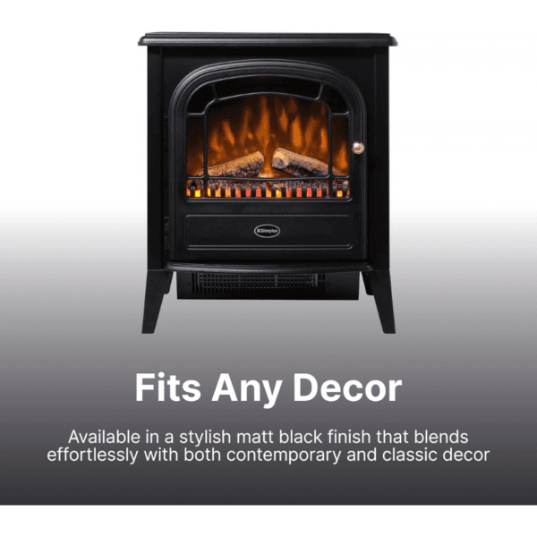 Dimplex Club Optiflame Electric Stove, Black Freestanding Electric Fire with Artificial Logs