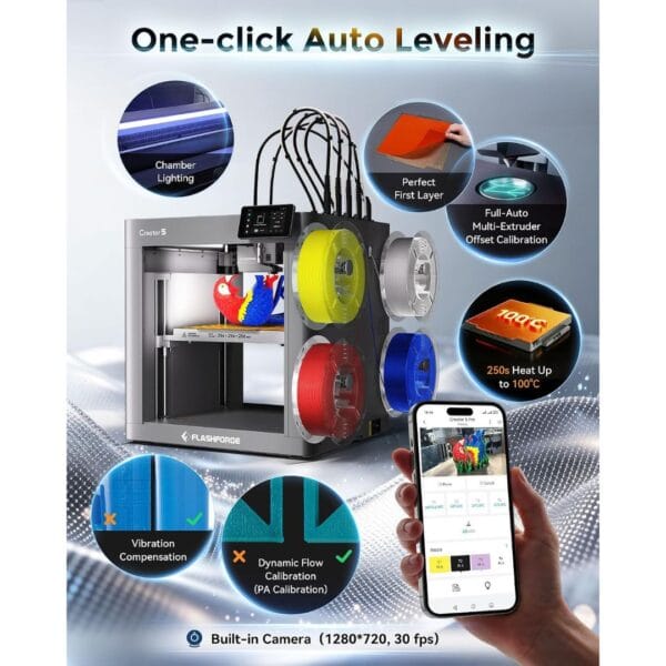 FLASHFORGE Creator 5 3D Printer, 4-Toolheads Multi-Color Printing