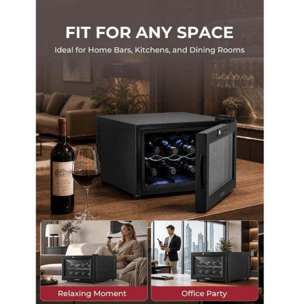 FOHERE Wine Cooler Fridge 8 Bottles, Table-Top Wine Fridge with Glass Door