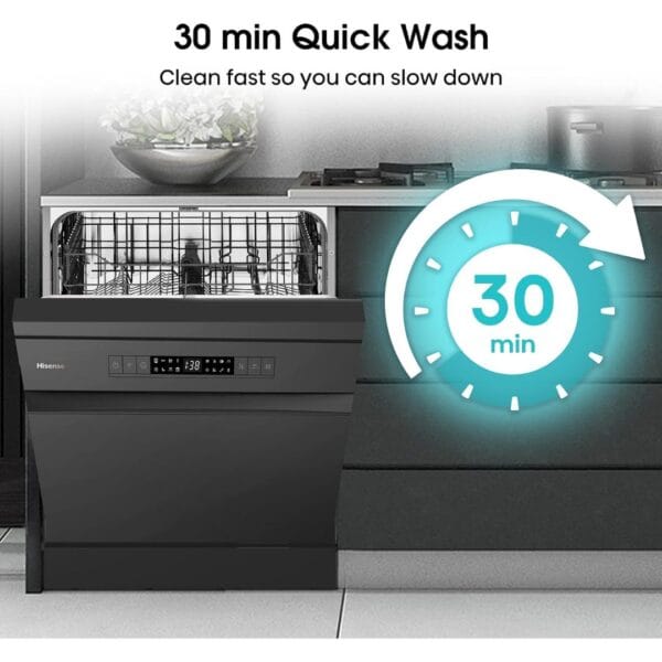 Hisense HS622E90BUK Freestanding Standard Dishwasher 85cm High - E Rated 24 x 23 x 33 inches (L x W x H) [Energy Class E] [Energy Class E]