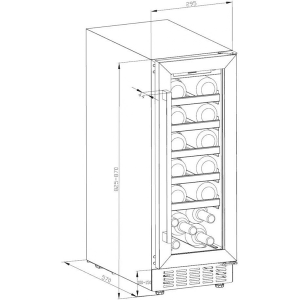 Cookology 60L Under-Counter Wine Cabinet - 20 Bottle - Black [Energy Class G]
