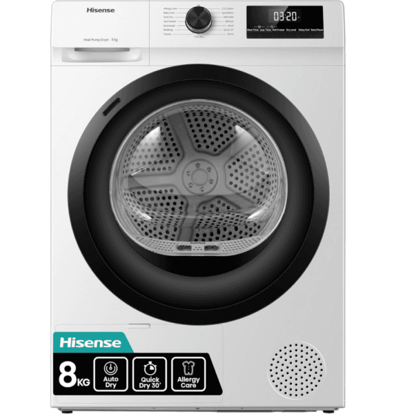 Hisense DH1Q802BW2 60cm Freestanding 8 KG Heatpump Front Load Tumble Dryer