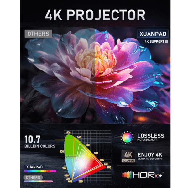 XuanPad 2000ANSI Grey Smart Projector 4K