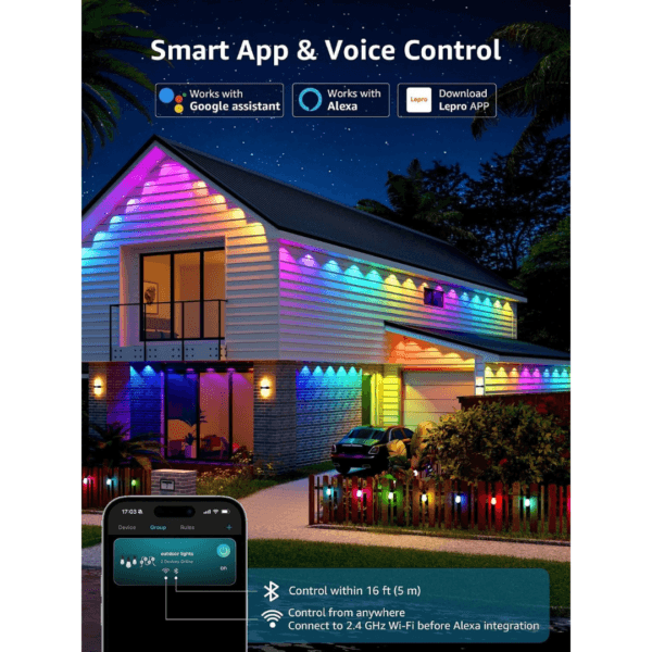 4 Lepro E1 AI Permanent Outdoor Christmas Lights, 30m RGB+IC & Tunable White