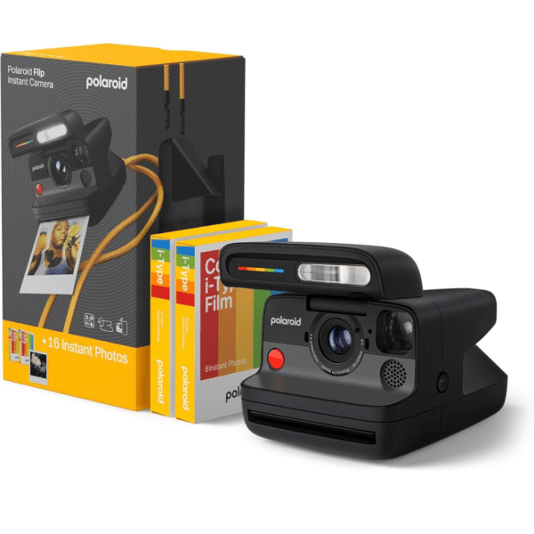 Polaroid FLIP Pack Instant Camera Black + Colour Film (16 Photos)