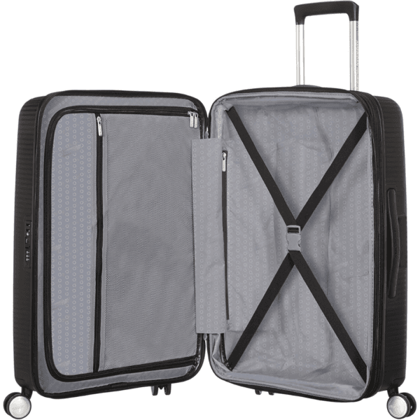 4 American Tourister Soundbox Spinner Check-in Suitcase, 77 cm