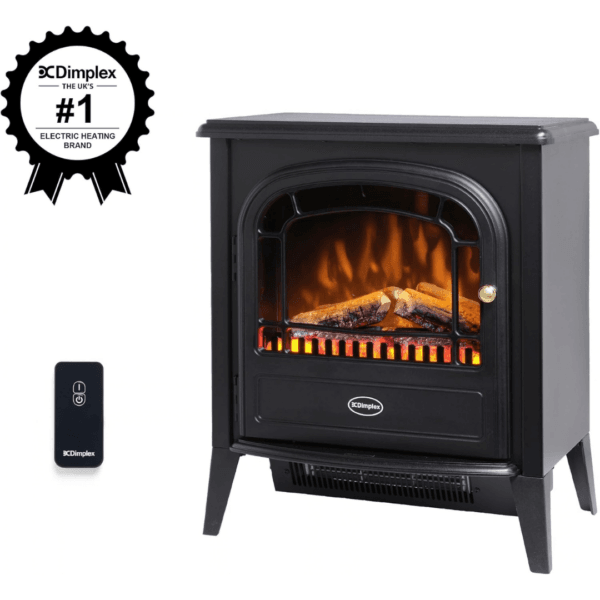 Dimplex Club Optiflame Electric Stove, Black Freestanding Electric Fire with Artificial Logs