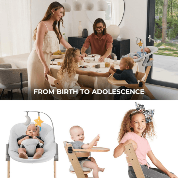 Kinderkraft ENOCK Wooden Highchair + Baby Bouncer CALMEE