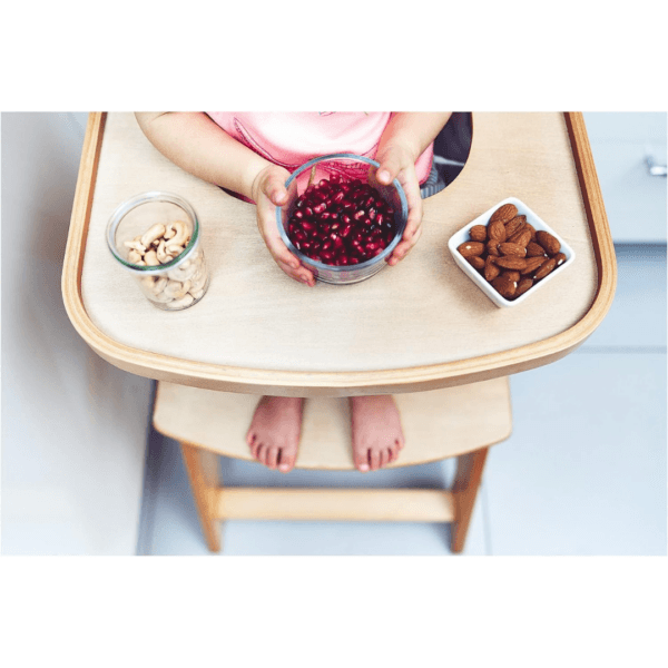 Moby-System Wooden High Chair, Adjustable Seat & Footrest, Natural Wood