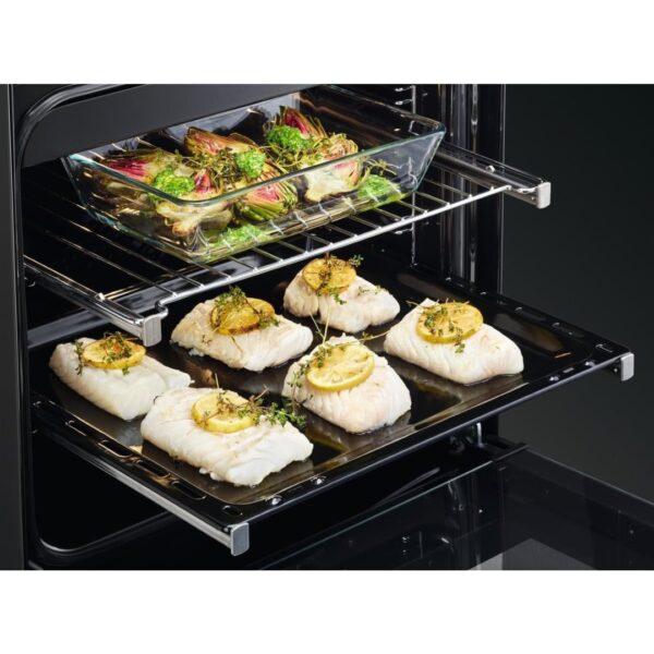 AEG 5000 Double Cavity Cooker, Ceramic Hob, CCX6501ACM, Stainless Steel [Energy Class A]