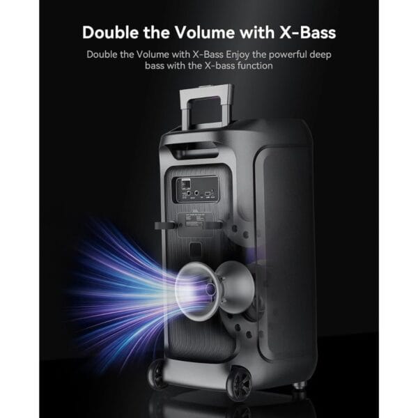 GKDT81 Karaoke Machine with 2 Microphones for Adults, 80W Rated Power, Dual 8" Woofers, Portable Bluetooth Party Speaker with Wheels & Pull Handle