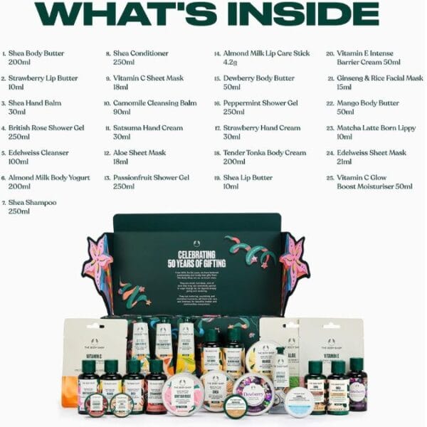 5 The Body Shop Classic Advent Calendar 2026 – 24 Beauty & Skincare Surprises – Body, Hair, Face, Hand & Lip Care Gift Set