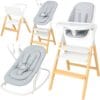 Twinly Alaia Baby High Chair 5-in-1 with Newborn Bouncer, White
