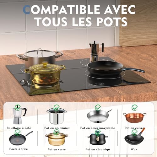 NOXTON Ceramic Hob, Built-in 4 Zone Electric