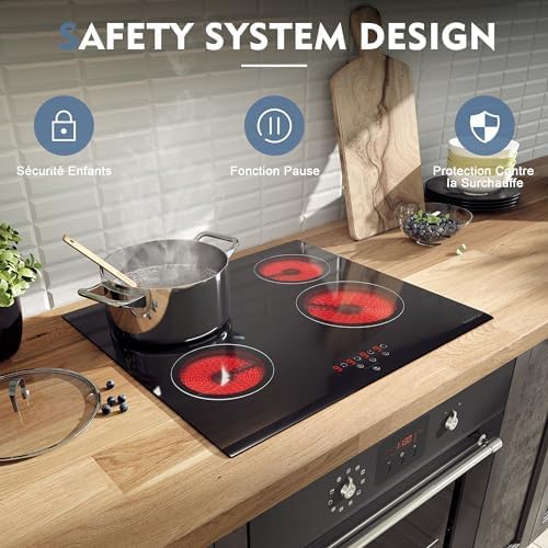 NOXTON Ceramic Hob, Built-in 4 Zone Electric