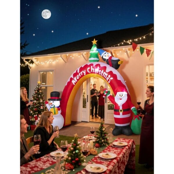 10FT Christmas Inflatables Archway with Santa Claus, Snowman & Christmas Tree