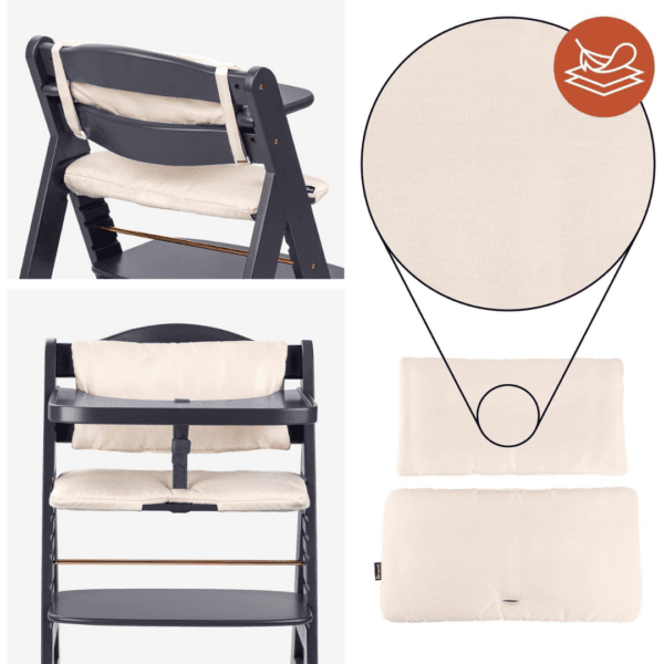 hauck Grow-Along Wooden Highchair with Tray and Wheels, Beta+ Dark Grey