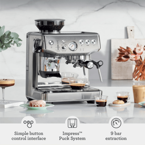 Sage - The Barista Express Impress - Assisted Jam Bean Coffee Machine with Milk Frother, Brushed Stainless Steel