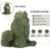 6 TRIPOLE Colonel 90L Travel Backpack with Detachable 15L Daypack