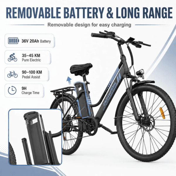 E Bikes for Men Adults, 250W Electric Bike with 39nm Torque