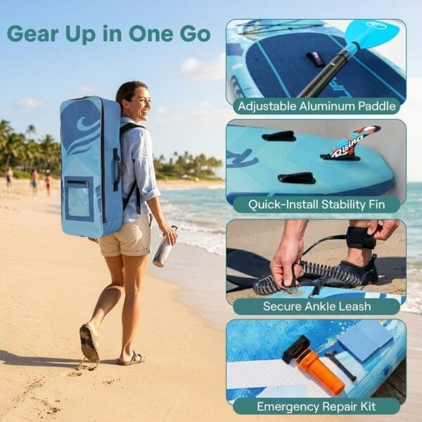 61-mgSPq2hL._AC_SL1000_ SereneLife Paddle Board Inflatable Stand Up SUP 32in Wide