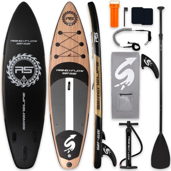 SereneLife Paddle Board Inflatable Stand Up SUP 32in Wide