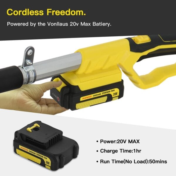 Cordless Pole Hedge Trimmer, PHIWOS 2.0Ah Battery and Charger Include