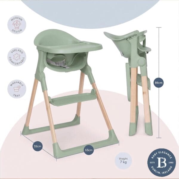 Baby Elegance Mash Baby High Chair for Babies & Toddlers (Sage)
