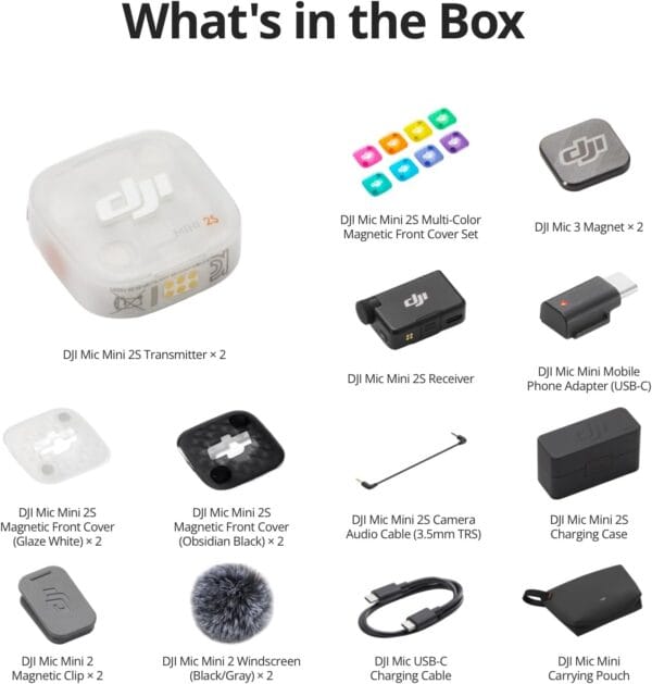 DJI Mic Mini 2S (2 TX + 1 RX + Charging Case), AI Noise Canceling