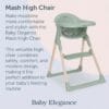 Baby Elegance Mash Baby High Chair for Babies & Toddlers (Sage)