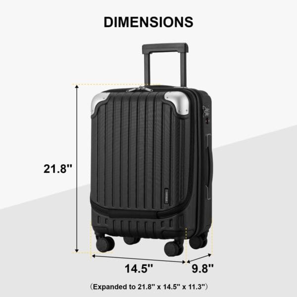 LEVEL8 Carry on Suitcase, 55CM Hand Luggage Expandable with
