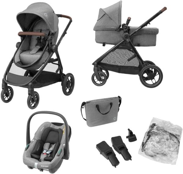 Maxi-Cosi Zelia S Trio, 3-in-1 Pram Travel System, 0–22 kg, Grey