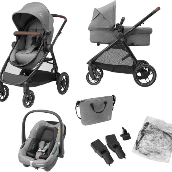 Maxi-Cosi Zelia S Trio, 3-in-1 Pram Travel System, 0–22 kg, Grey