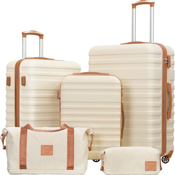 COOLIFE 5 PCS Luggage Set for Family, 20+24+28" Suitcases Set with TSA Lock