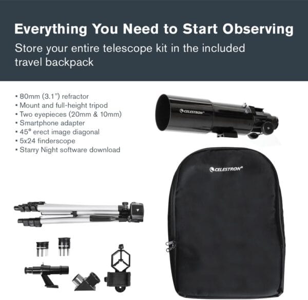 Celestron 22030 Travel Scope Portable Refractor Telescope