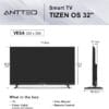 Antteq 32 Inch Smart TV, 32" Tizen OS HD Television with Netflix Disney+ Gaming Hub Samsung TV Plus Dolby Audio, Small TV for Bedroom or Kitchen