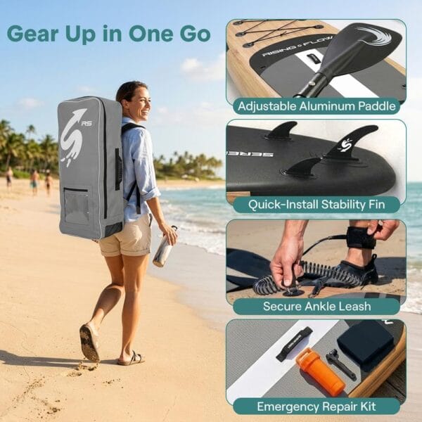 SereneLife Paddle Board Inflatable Stand Up SUP 32in Wide