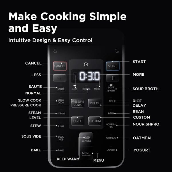 Midea Electric Pressure Cooker 5.7L, 9-in-1 Multi Cooker, 12 Presets, 80kPa