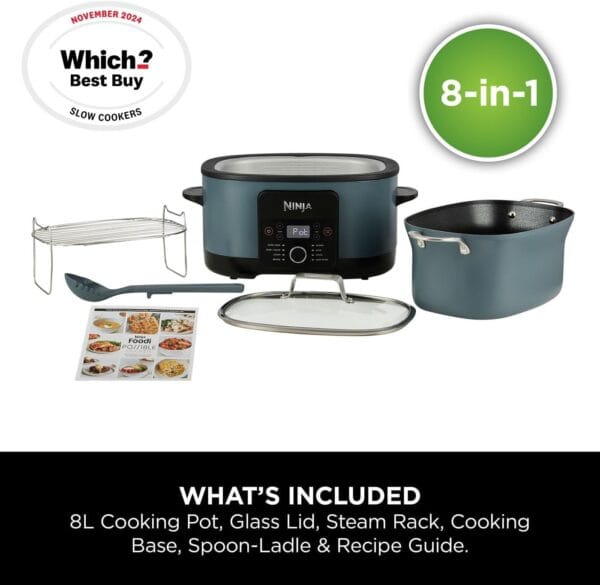 Ninja Foodi PossibleCooker, 8-in-1 Slow Cooker, 8L, Sea Salt Grey, MC1001UK
