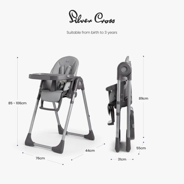 Silver Cross Buffet Highchair, Compact Fold, Birth to 15kg