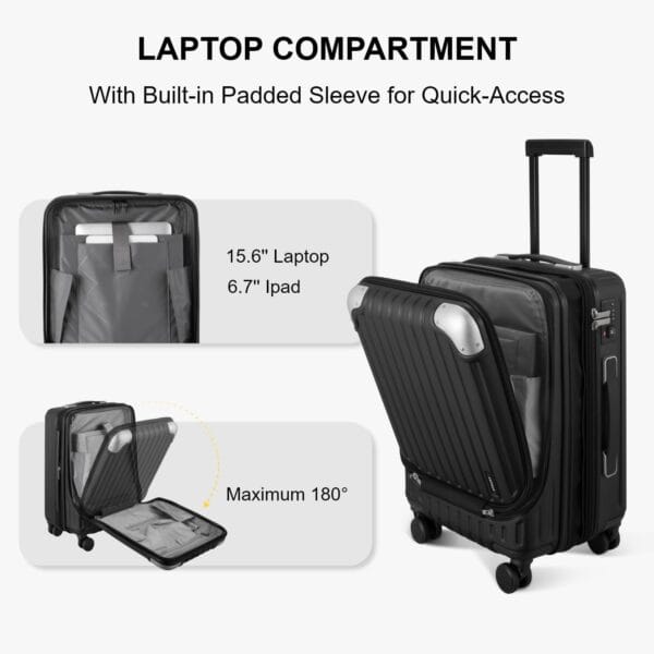 LEVEL8 Carry on Suitcase, 55CM Hand Luggage Expandable with