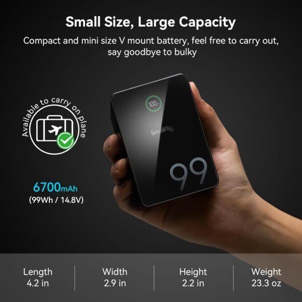 SMALLRIG V Mount Battery VB99 Pro, 6700mAh/99Wh 14.8V 100W PD USB-C - 4292