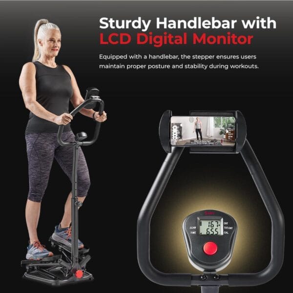 Sunny Health & Fitness Twist Stair Stepper w/Handlebar for Home Workouts